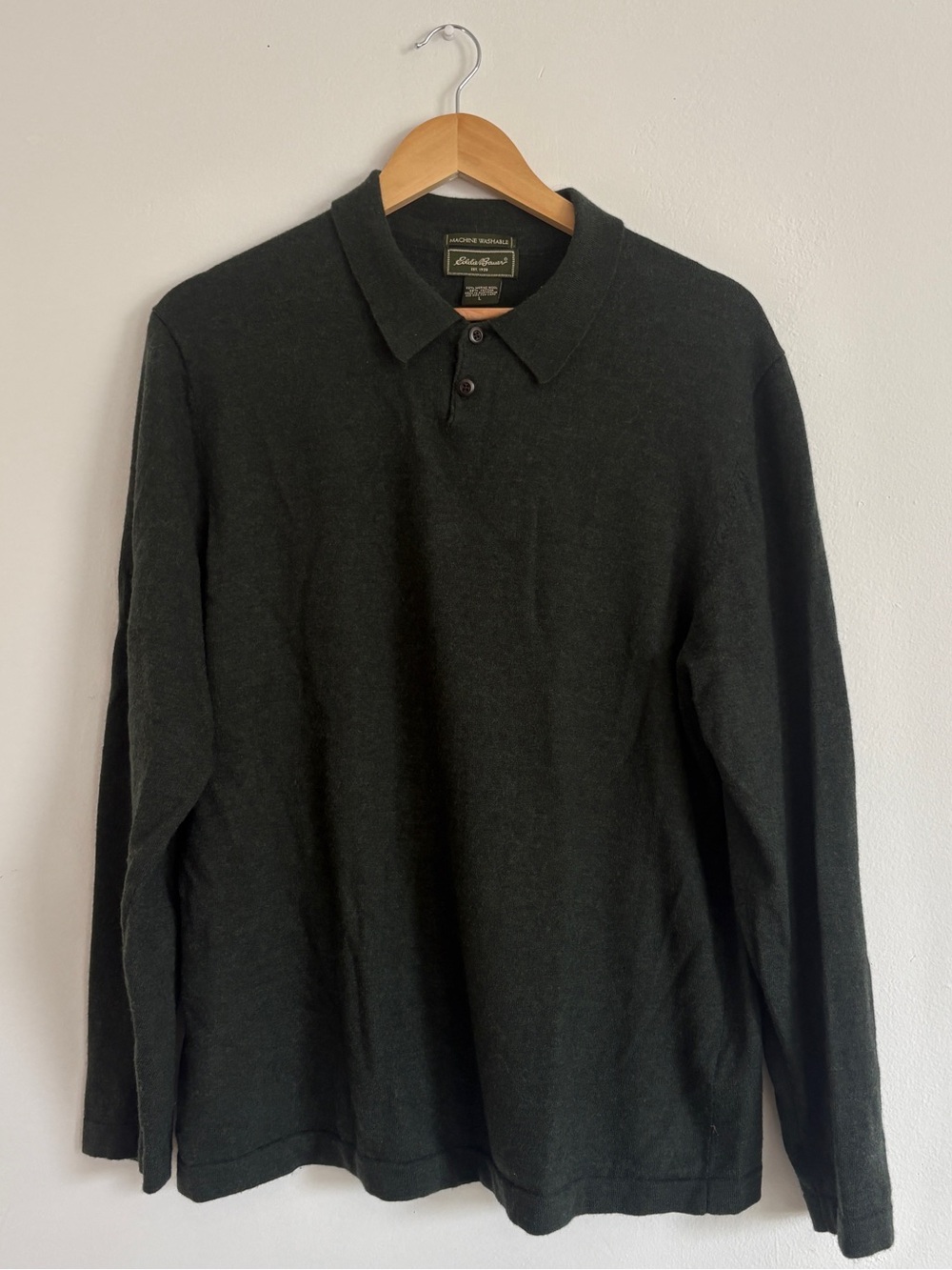 Eddie Bauer Merino Wool Cotton Long Sleeve Polo L Australia